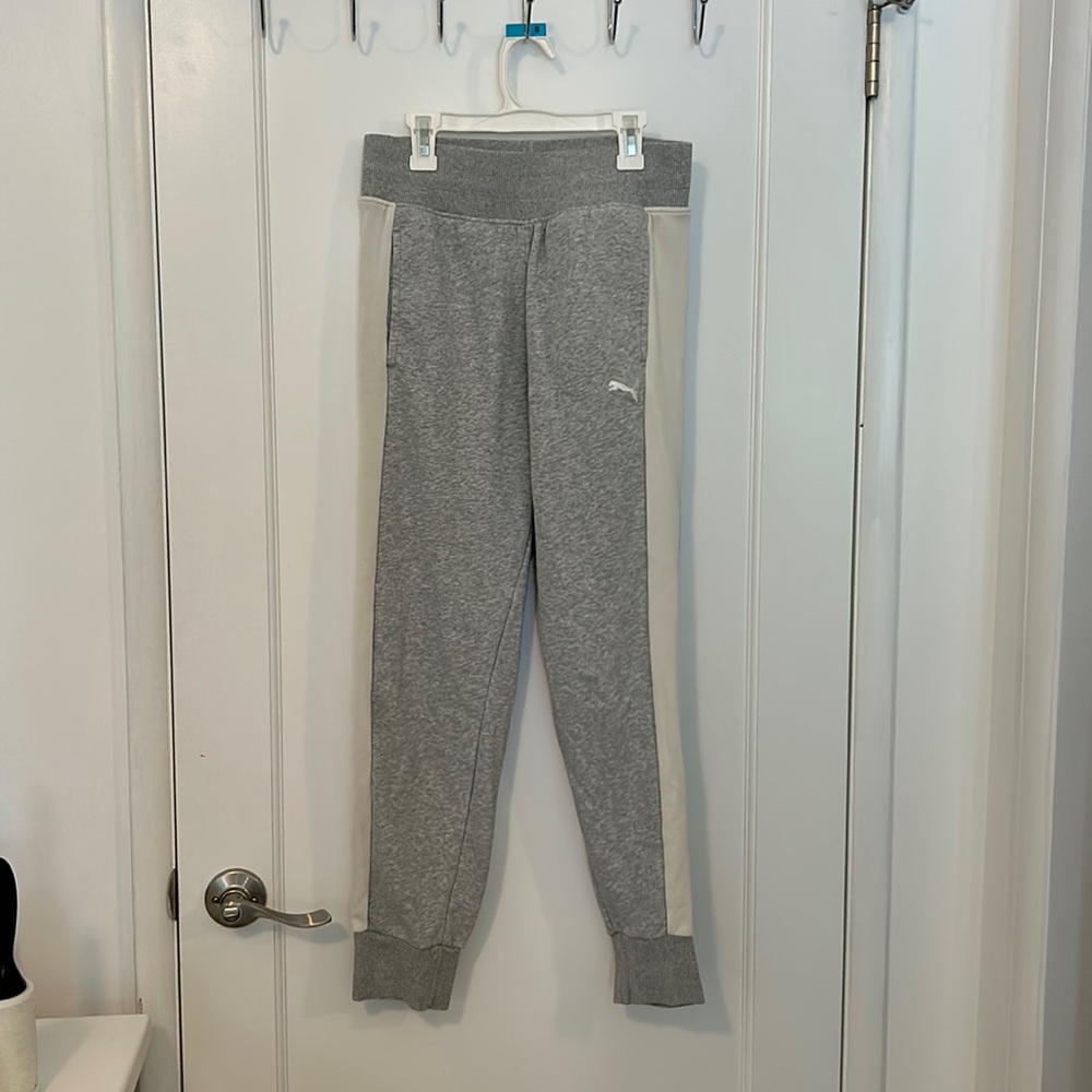 PUMA Gray White Stripe Sweatpants Joggers Size Small